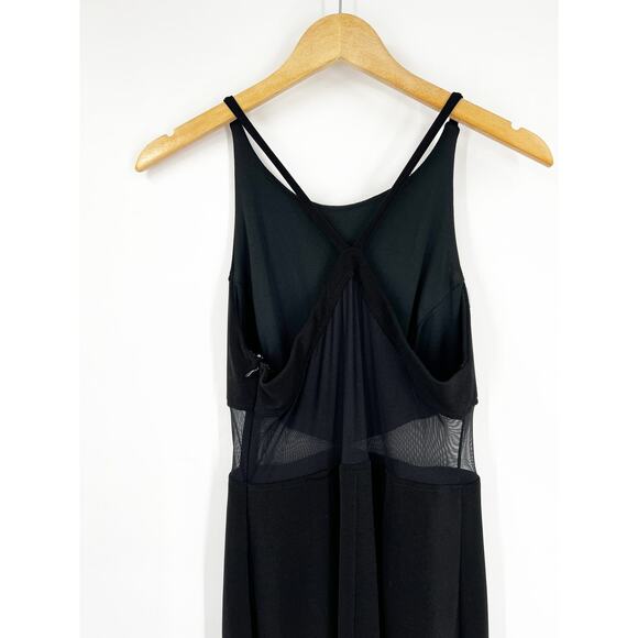 90s Vintage Betsy & Adam Black Sheer Mesh Cut Paneled Gown - Picture 6 of 7